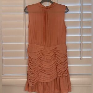 Naked Zebra Peach Ruched Mini Dress